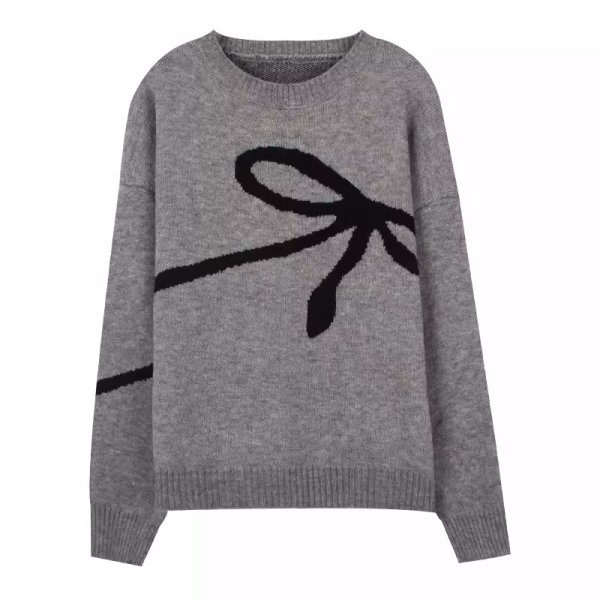 画像5: Women's Big ribbon knitted round neck sweater Knit　ビッグリボン編み込みラウンドネックセーターニット (5)
