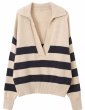 画像1: Women's Rugby knit striped loose pullover sweater knit jacket　ラガーボーダーストライプボーダーセーターニットジャケット (1)