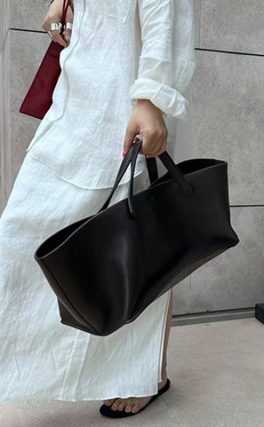 画像6: ROW Cowhide Large Capacity Tote Bag Handbag for Commuting to School　ユニセックス男女兼用本革レザーベーシックトートバッグ通勤通学 (6)