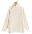 画像1: Women's Side zipper design turtleneck sweater knit jacket　サイドジップハイネックタートルセーターニットジャケット (1)