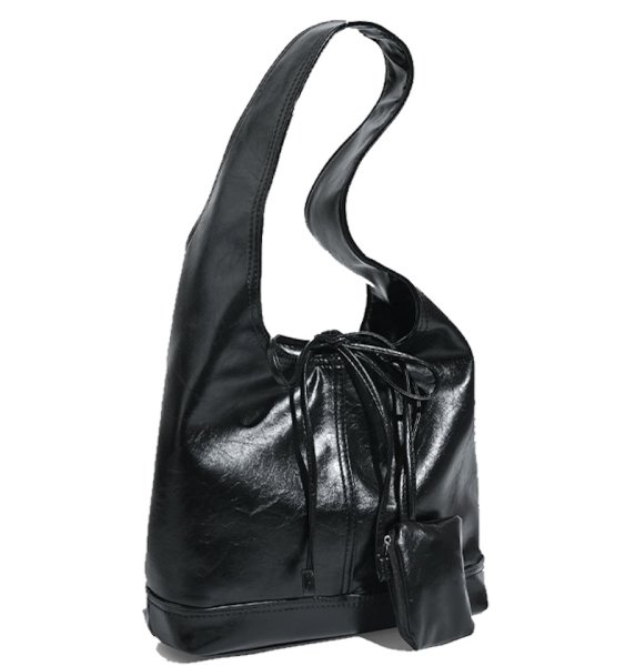 画像1: Lace-up tote shoulder underarm leather bag　ユニセックス男女兼用レザーリボントートショルダーアンダーアームバッグ (1)