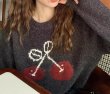 画像4: Women's Cherry Woven round neck sweater Knit　チェリー編み込みラウンドネックセーターニットジャケット (4)