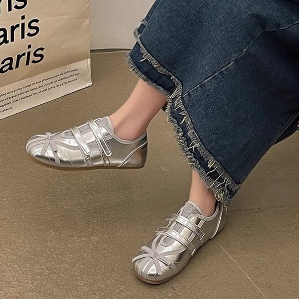 画像3: Velcro Nubuck Flat Ribbon Slip-on Pumps shoes 　ベルクロヌバックフラットリボン付きパンプススリッポンシューズ (3)