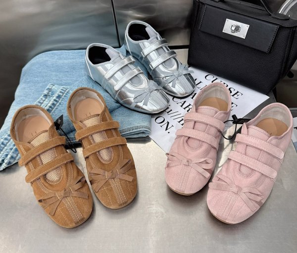 画像8: Velcro Nubuck Flat Ribbon Slip-on Pumps shoes 　ベルクロヌバックフラットリボン付きパンプススリッポンシューズ (8)