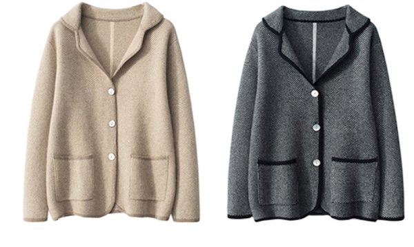 画像2: Women's Single Breasted Button Herringbone 　シングルブレストボタンヘリンボーンジャケット ブルゾンコート (2)