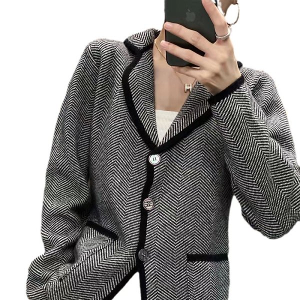 画像3: Women's Single Breasted Button Herringbone 　シングルブレストボタンヘリンボーンジャケット ブルゾンコート (3)