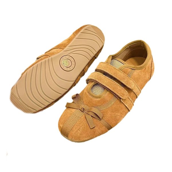 画像7: Velcro Nubuck Flat Ribbon Slip-on Pumps shoes 　ベルクロヌバックフラットリボン付きパンプススリッポンシューズ (7)