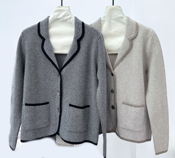 画像8: Women's Single Breasted Button Herringbone 　シングルブレストボタンヘリンボーンジャケット ブルゾンコート (8)