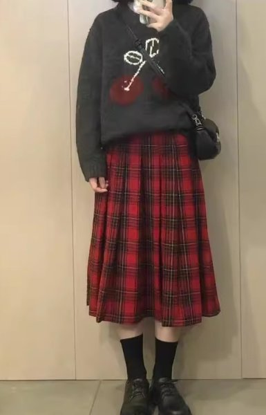 画像3: Women's Cherry Woven round neck sweater Knit　チェリー編み込みラウンドネックセーターニットジャケット (3)