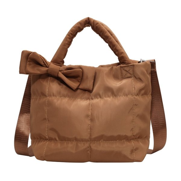 画像4: Down quilted ribbon tote shoulder crossbody bag　ユニセックス男女兼用ダウンキルティングリボントートショルダークロスボディバッグ (4)