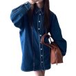 画像1: Women's Denim long sleeve shirt dress  One piece　デニム長袖シャツワンピースドレス (1)