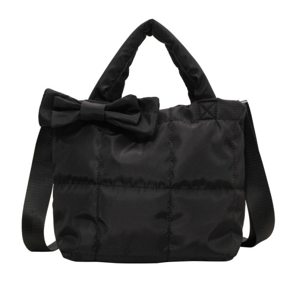 画像2: Down quilted ribbon tote shoulder crossbody bag　ユニセックス男女兼用ダウンキルティングリボントートショルダークロスボディバッグ (2)