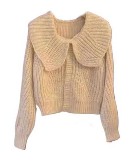 画像2: Women's Large lapel single-breasted long sleeve knitted cardigan sweater Knit　ビック襟シングルカーディガンセーターニットジャケット (2)
