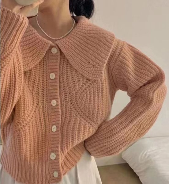 画像3: Women's Large lapel single-breasted long sleeve knitted cardigan sweater Knit　ビック襟シングルカーディガンセーターニットジャケット (3)