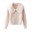 画像1: Women's Large lapel single-breasted long sleeve knitted cardigan sweater Knit　ビック襟シングルカーディガンセーターニットジャケット (1)