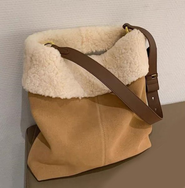 画像3: Sheepskin Style Crossbody Shoulder Bag handbag 　ユニセックス男女兼用シープスキンスタイルシングルハンドルトートショルダークロスボディバッグ (3)