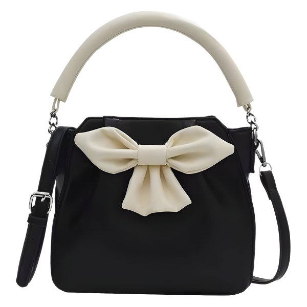 画像1: Ribbon Bicolor Leather tote shoulder crossbody bag　ユニセックス男女兼用リボン バイカラーレザートートショルダークロスボディバッグ (1)