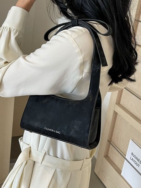 画像7: Sweet bow velvet tote shoulder underarm bag handbag 　ユニセックス男女兼用スイートリボンレザートートショルダークロスボディバッグ (7)