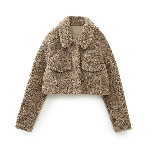 画像8: Women's Fleece Sheepskin Warm Lapel Short Jacket blouson 　フリースシープスキンウォームラペルショートジャケットジャケット ブルゾンコート (8)