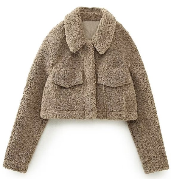 画像1: Women's Fleece Sheepskin Warm Lapel Short Jacket blouson 　フリースシープスキンウォームラペルショートジャケットジャケット ブルゾンコート (1)