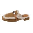 画像1: Low heel fur boa mules slippers moccasin sandals Pumps shoes 　ローヒールファーボアミュール  スリッパ モカシンサンダルパンプスシューズ (1)