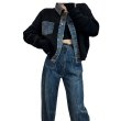 画像4: Women's Denim switching rib knit jacket cardigan sweater　デニム 切替 リブニット ジャケットカーディガンセータージャケット (4)