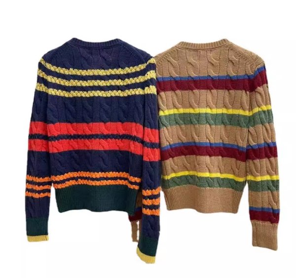 画像3: Women's Colorful Border Round Neck Long Sleeve Cardigan Sweater Knit　カラフルボーダー長袖ラウンドネックカーディガンセーターニット (3)