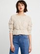 画像1: Women's Off-white hook pattern hollow loose raglan sleeve square neck sweater Knit　オフホワイトフックフラワーモチーフパターンラグランスリーブセーターニット (1)