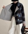 画像10: Women's Loose small check pattern reversible short wool coat jacket　チェックリバーシブルルーズショートコート ジャケット (10)