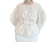 画像5: Women's Off-white hook pattern hollow loose raglan sleeve square neck sweater Knit　オフホワイトフックフラワーモチーフパターンラグランスリーブセーターニット (5)
