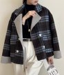 画像6: Women's Loose small check pattern reversible short wool coat jacket　チェックリバーシブルルーズショートコート ジャケット (6)