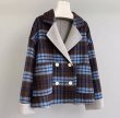 画像2: Women's Loose small check pattern reversible short wool coat jacket　チェックリバーシブルルーズショートコート ジャケット (2)