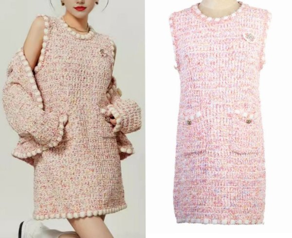 画像4: Women's Tweed knit jacket and dress  One piece　ツイードニット編みジャケット&ドレス (4)