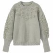画像9: Women'sRound neck daisy 3D embroidery rattan sleeve pullover knit sweater 　ラウンドネックデイジー３D 刺繍ラタンスリーブプルオーバーニットセーター (9)