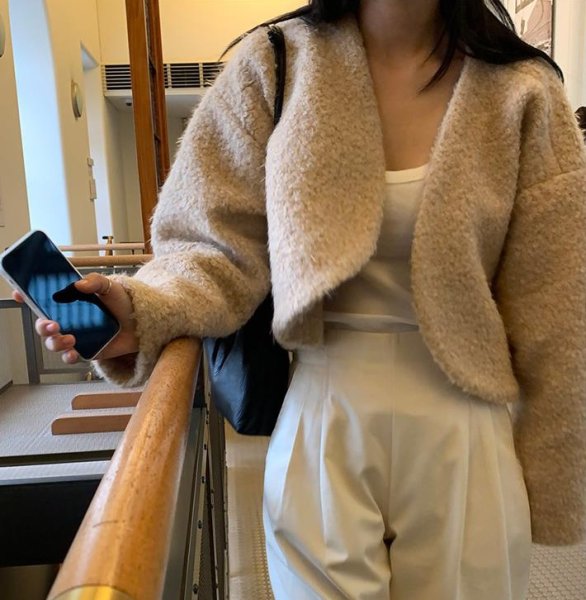 画像3: Women's Fluffy short length bolero jacket cardigan　モコモコショート丈ボレロ ジャケットカーディガン (3)