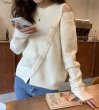 画像3: Women's Ribbon Decorated Button Round Neck Off Shoulder Sweater knit　リボン付きボタンラウンドネックオフショルダーセーターニット (3)
