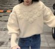 画像6: Women'sRound neck daisy 3D embroidery rattan sleeve pullover knit sweater 　ラウンドネックデイジー３D 刺繍ラタンスリーブプルオーバーニットセーター (6)