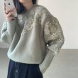 画像2: Women'sRound neck daisy 3D embroidery rattan sleeve pullover knit sweater 　ラウンドネックデイジー３D 刺繍ラタンスリーブプルオーバーニットセーター (2)
