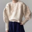 画像7: Women'sRound neck daisy 3D embroidery rattan sleeve pullover knit sweater 　ラウンドネックデイジー３D 刺繍ラタンスリーブプルオーバーニットセーター (7)