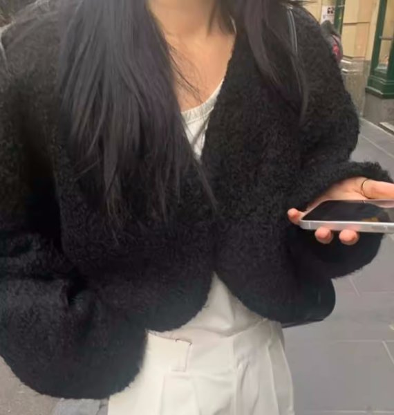 画像5: Women's Fluffy short length bolero jacket cardigan　モコモコショート丈ボレロ ジャケットカーディガン (5)