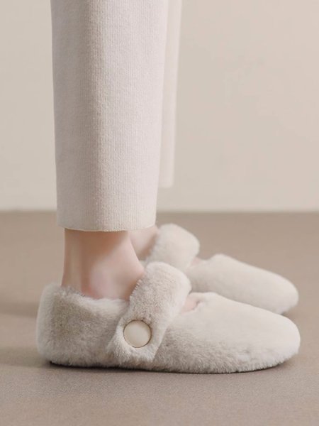 画像10: Mary Jane fur flat pumps shoes 　モコモコファーフラットパンプスシューズ (10)