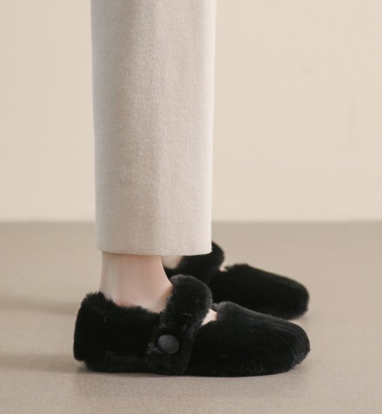 画像7: Mary Jane fur flat pumps shoes 　モコモコファーフラットパンプスシューズ (7)