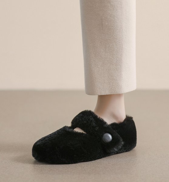 画像8: Mary Jane fur flat pumps shoes 　モコモコファーフラットパンプスシューズ (8)