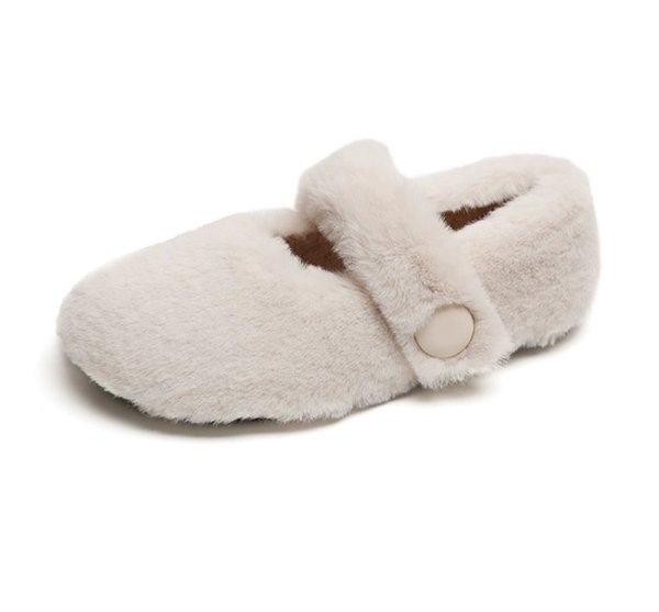 画像2: Mary Jane fur flat pumps shoes 　モコモコファーフラットパンプスシューズ (2)