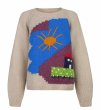 画像1: Women's Landscape Embroidery Handmade Round Neck Sweater knit　ランドケープ刺繍ハンドメイドラウンドネックセーターニット (1)