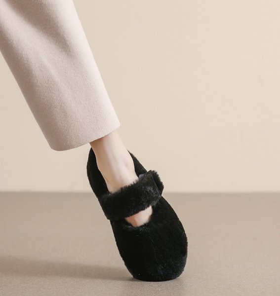 画像6: Mary Jane fur flat pumps shoes 　モコモコファーフラットパンプスシューズ (6)