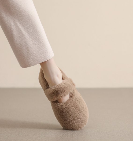 画像4: Mary Jane fur flat pumps shoes 　モコモコファーフラットパンプスシューズ (4)