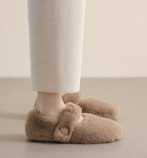 画像9: Mary Jane fur flat pumps shoes 　モコモコファーフラットパンプスシューズ (9)