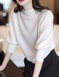 画像1: Women's Balloon sleeve 3/4 sleeve high neck sweater  knit　七部バルーン袖ハイネックセーターニット (1)