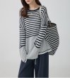 画像2:  different border widthsround neck Long-sleeved T-shirts　ディファレンスボーダーラウンドネック長袖Tシャツ (2)